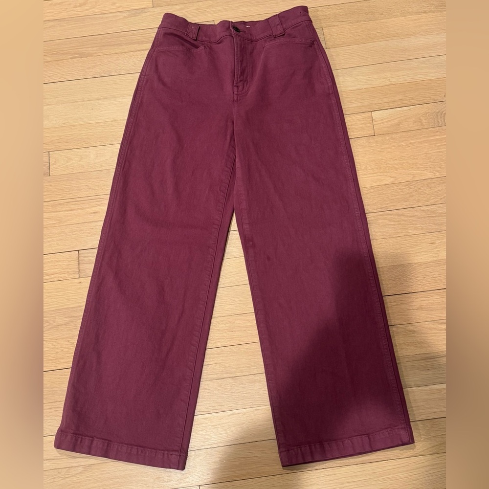 Madewell Women's Burgundy Wide Leg Jeans
